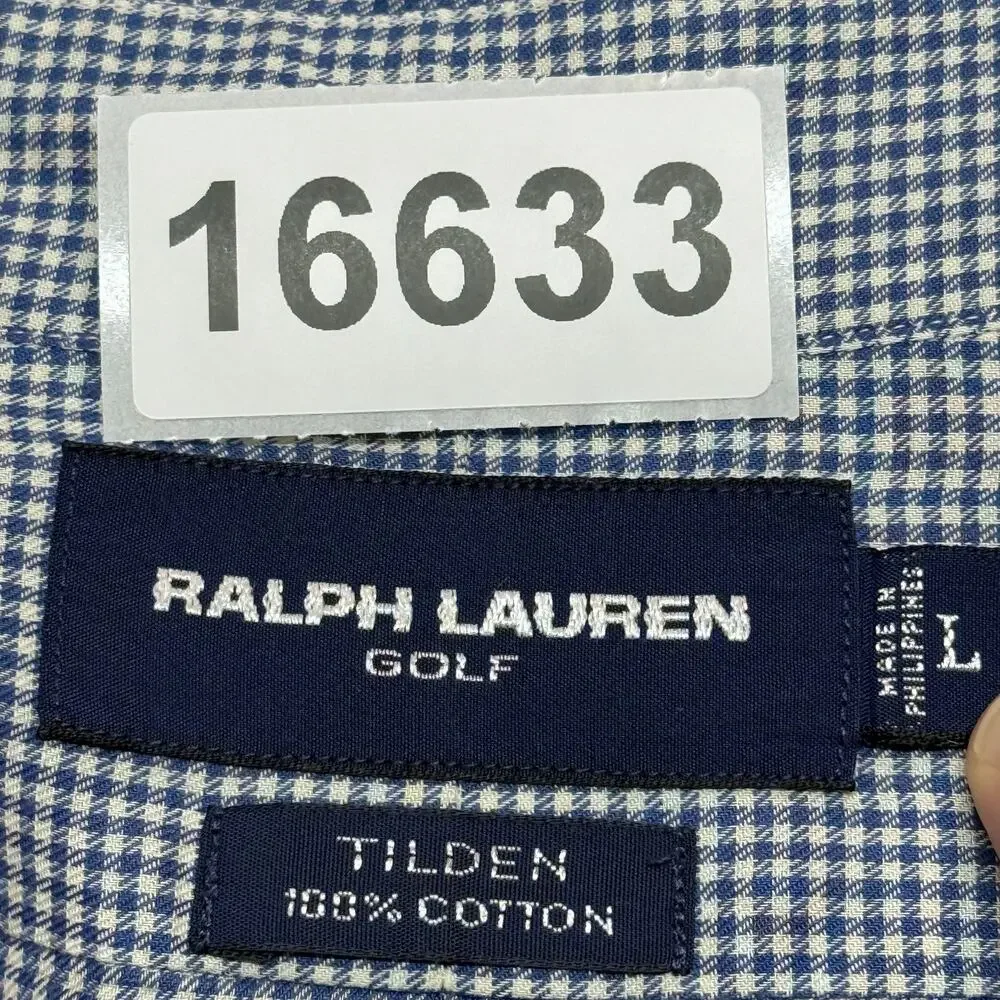 Ralph Lauren Golf Tilden Shirt Mens Large Blue White Plaid Long Sleeve Preppy‎ - Picture 11 of 11